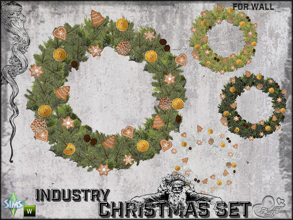 Sims 4 — X-Mas Industry Wreat (Wall) by BuffSumm — Part of the *Industry Series*