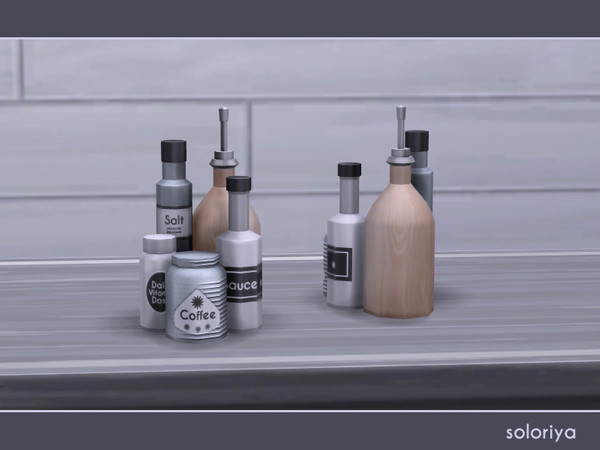 Sims 4 — Mona Bottles by soloriya — Bottles for a kitchen. 1 color variation. Part of Mona set. Category: Decorative -