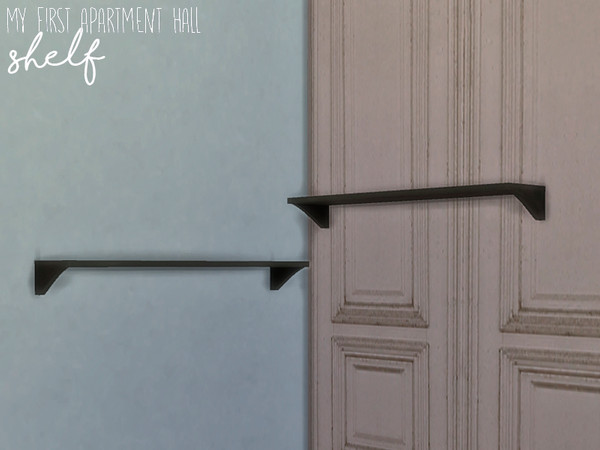 Sims 4 — Nikadema My First Apartment Hall Shelf by nikadema — A modern black shelf. What a hall without a shelf?