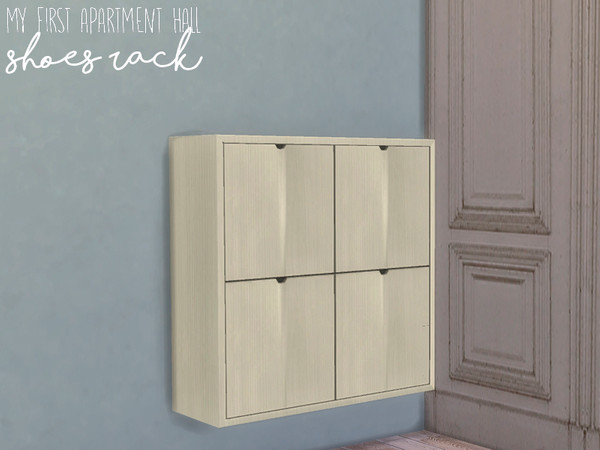 Sims 4 — Nikadema My First Apartment Hall Shoes Rack by nikadema — This is the mean piece of the hall. Available in three