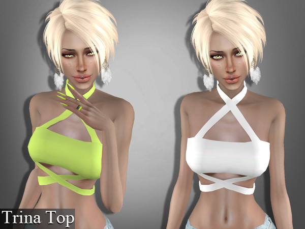Sims 4 — Genius Trina Top by Genius6662 — - New Mesh - All Lods - 12 Colors - Compatible with HQ Mod - Custom Thumbnail -