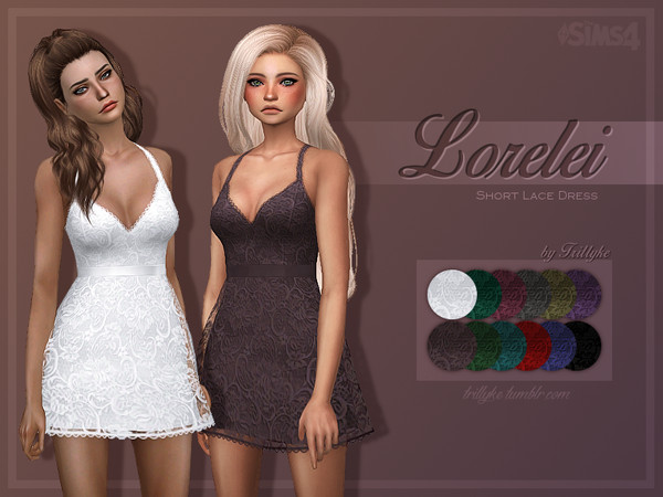 Sims 4 — Trillyke - Lorelei Short Lace Dress by Trillyke — A pretty lace dress, which is perfect for a formal event, a