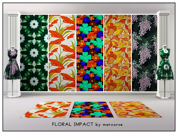 Sims 3 — Floral Impact_marcorse by marcorse — Five collected floral designs with an impact. All are Fabrics except