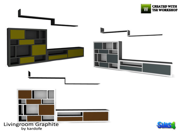 Sims 4 — kardofe_Livingroom Graphite_Shelving by kardofe — Large living room furniture, for TV, with shelves and hollows