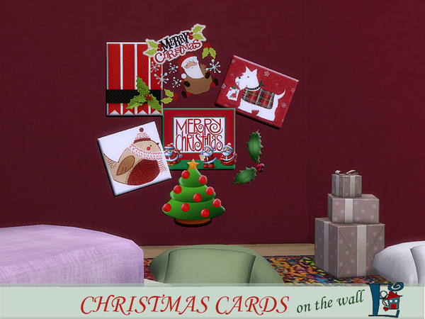 Sims 4 — Christmas cards on the wall 1 by evi — The previous Christmas cards decorate the house festive. A set of 5.