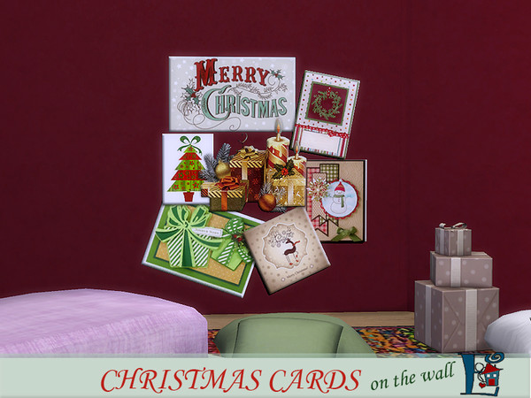 Sims 4 — Christmas cards on the wall 2 by evi — The previous Christmas cards decorate the house festive. A set of 5.