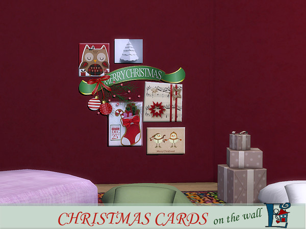Sims 4 — Christmas cards on the wall 3 by evi — The previous Christmas cards decorate the house festive. A set of 5.
