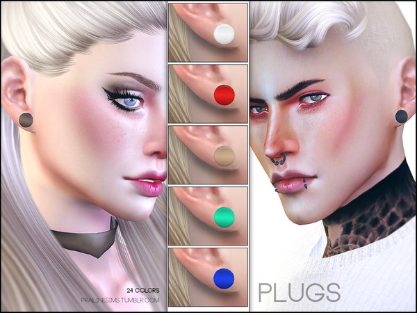 Sims 4 — Plugs by Pralinesims — Simple plugs in 24 colors