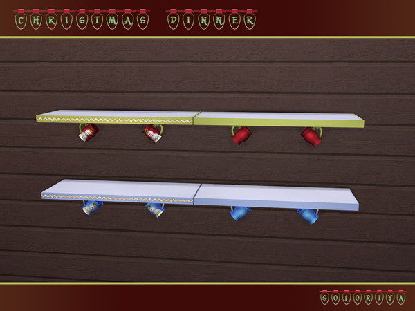 Sims 4 — Christmas Dinner Shelf with Cups by soloriya — Functional shelf with two decorative cups. Part of Christmas