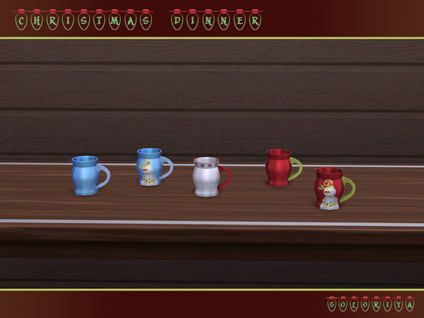 Sims 4 — Christmas Dinner Cup by soloriya — Holiday cup. Part of Christmas Dinner set. 5 color variations. Category: