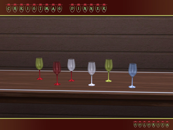 Sims 4 — Christmas Dinner Wine glass by soloriya — Holiday wine glass. Part of Christmas Dinner set. 6 color variations.