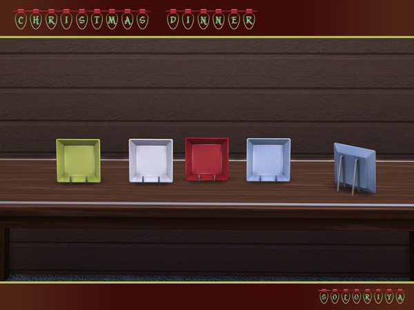 Sims 4 — Christmas Dinner Square Decorative Plate by soloriya — Simple square decorative plate. Part of Christmas Dinner