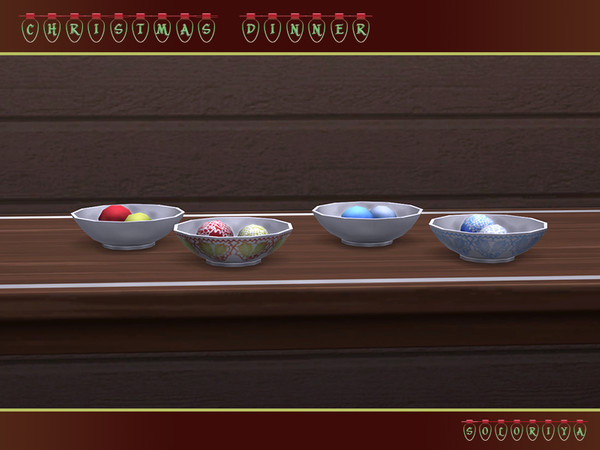 Sims 4 — Christmas Dinner Bowl with Decorative Balls by soloriya — Bowl with decorative holiday balls. Part of Christmas