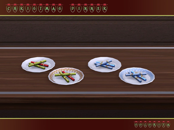 Sims 4 — Christmas Dinner Plate with Crackers by soloriya — Plate with holiday crackers. Part of Christmas Dinner set. 4