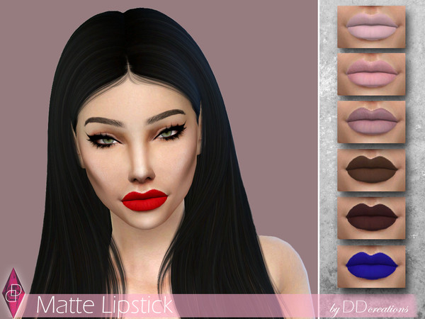 Sims 4 — DD Matte Lipstick by ddcreations — Matte Lipstick in 7 colors