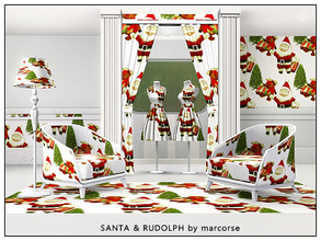 Sims 3 — Santa & Rudolph_marcorse by marcorse — Themed pattern: Santa and Rudolph dolls with gift under the tree.