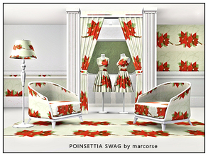 Sims 3 — Poinsettia Swag_marcorse by marcorse — Fabric pattern: poinsettia and ribbons in Christmas swag design