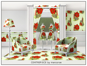Sims 3 — Centrepiece_marcorse by marcorse — Themed pattern: red candlestick, pine cone and poinsettia dinner table