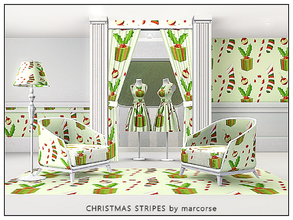 Sims 3 — Christmas Stripes_marcorse by marcorse — Themed pattern: striped socks, candy canes and ornaments with a gift