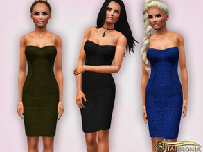 Sims 3 — Sculpt Figure Strapless Bodycon Dress by Harmonia — Mesh By Harmonia Recolorable 4 color
