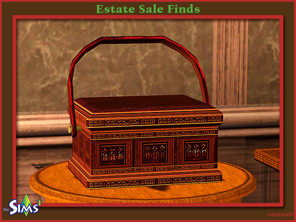 Sims 3 — Estate Sale Finds Sewing Basket by Cashcraft — A vintage Victorian sewing basket with handle. Grab it, before