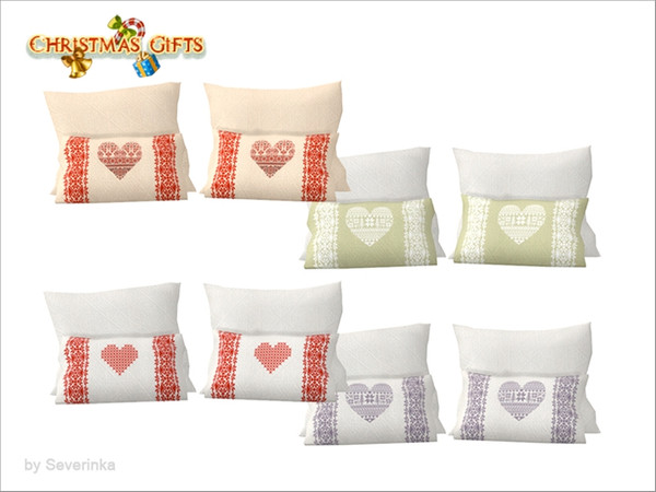 Sims 4 — [Christmas Bedroom] - double bed pillows by Severinka_ — Set of 4 pillows for a double bed From the set of