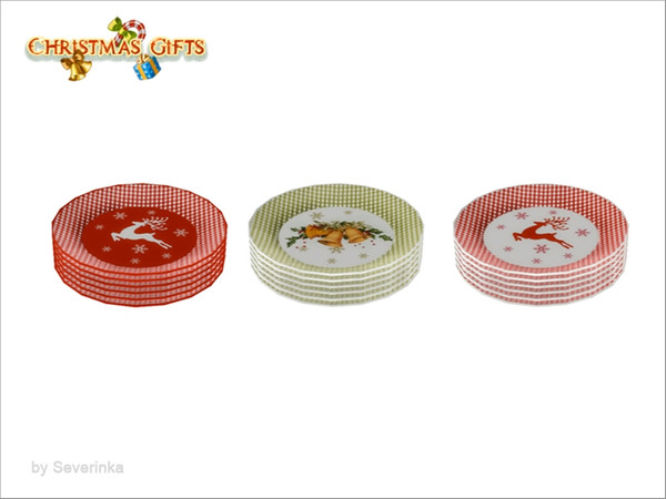 Sims 4 — [Christmas Dishes] - six plates by Severinka_ — A stack of six plates From the set of 'Christmas dishes' 3