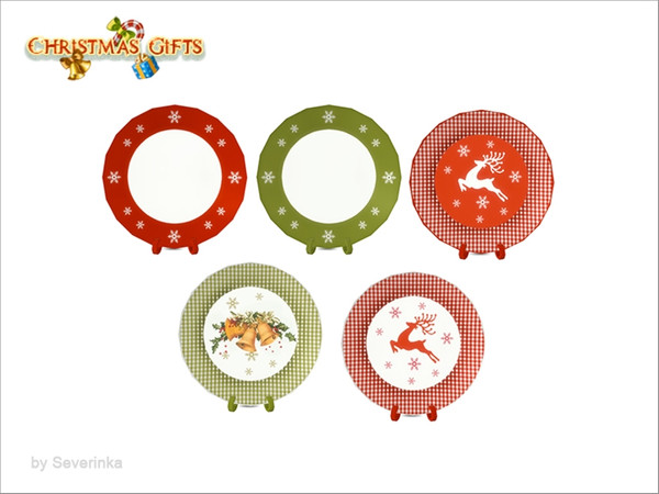 Sims 4 — [Christmas Dishes] - decorative plate by Severinka_ — Decorative small plate on the stand From the set of