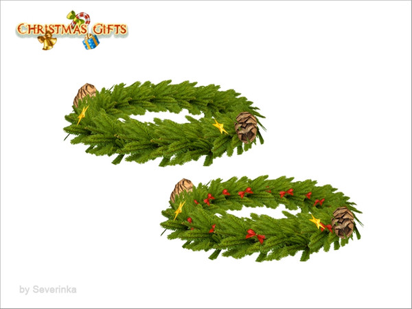 Sims 4 — [Christmas Dishes] - fir wreath on table by Severinka_ — Fir wreath on table From the set of 'Christmas dishes'