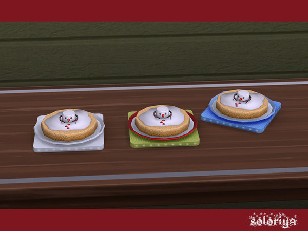 Sims 4 — Be Merry Cake with a Snowman by soloriya — Cake snowman in a plate. Part of Be Merry set. 3 color variations.