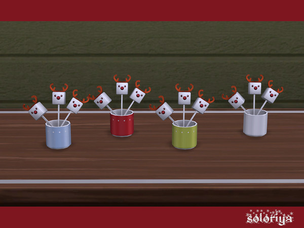 Sims 4 — Be Merry Marshmallows Deers in a Cup by soloriya — Three cute marshmallow deers in a cup. Part of Be Merry set.