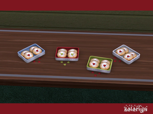 Sims 4 — Be Merry Cookies with Hearts by soloriya — Four cookies with tiny hearts. Part of Be Merry set. 4 color
