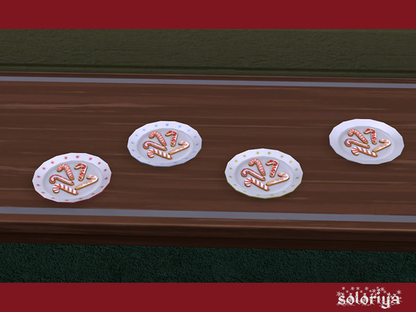 Sims 4 — Be Merry Candy Canes in a Plate by soloriya — Candy canes in a plate. Part of Be Merry set. 4 color variations.