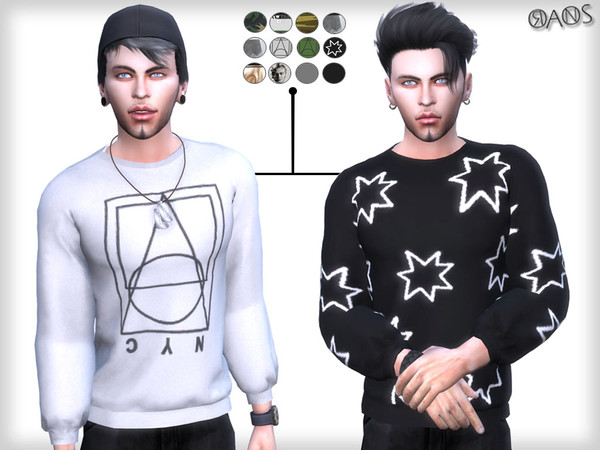 Sims 4 — Print Sweaters by OranosTR — -New Mesh -12 Colors - I hope you like it. ^_^