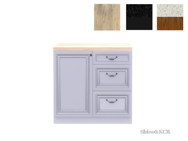 Sims 4 — Kitchen French Country - Counter Door 3 Drawers by ShinoKCR — Kitchenfurniture in French Country Style. 