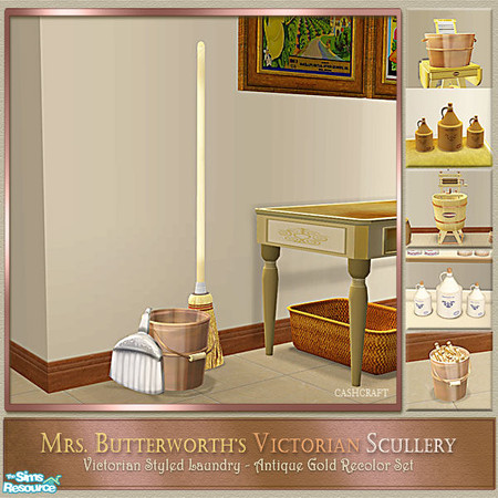 Sims 2 — Mrs. Butterworth's Scullery Broom  by Cashcraft — Set recolor of my Victorian Scullery/Laundry. Mrs.