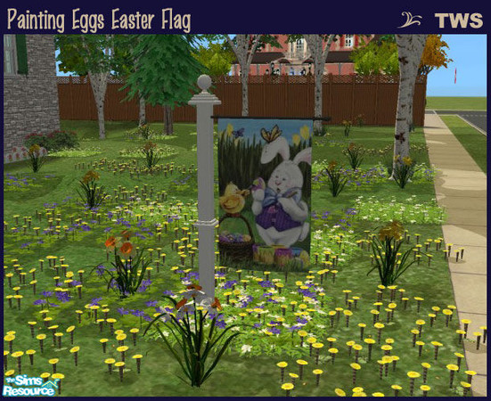 Sims 2 — Painting Eggs Easter Flag by wildstar24 — Features Easter bunny and chick painting eggs together.
