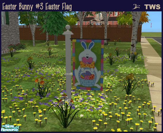 Sims 2 — Easter Bunny #3 Easter Flag by wildstar24 — Features easter bunny with basket of coloured eggs and patchwork