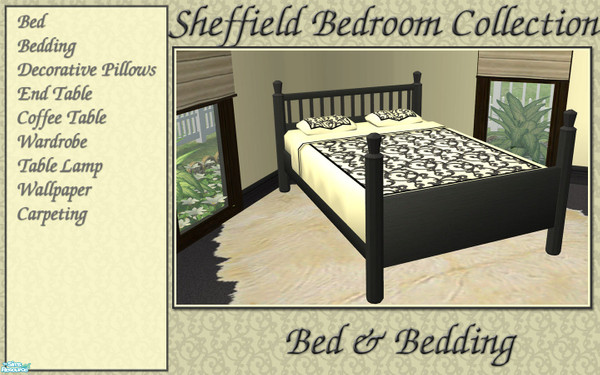Sims 2 — Sheffield Double Bed - Ebony by lwilfong — This recolor of the Sheffield Double Bed was hand carved from ebony