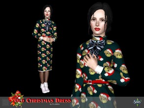 Sims 3 — Old Christmas dress by Shushilda2 — Warm knitted dress for the holiday - New mesh - 4 recolourable channels - 6