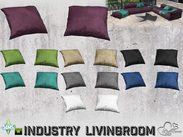 Sims 4 — Livingroom Industry Pillow for Loveseat (left) by BuffSumm — Part of the *Industry Series*