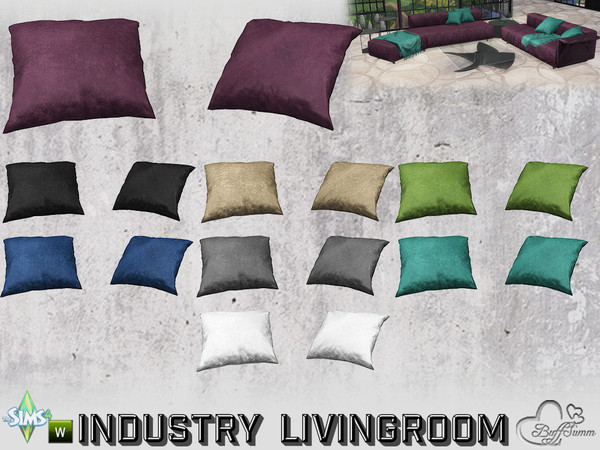 Sims 4 — Livingroom Industry Pillow for Loveseat (right) by BuffSumm — Part of the *Industry Series*