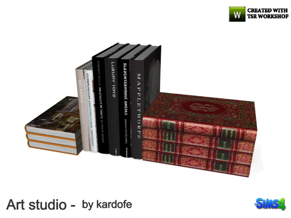Sims 4 — kardofe_Art studio_Books by kardofe — Group of books, decorative