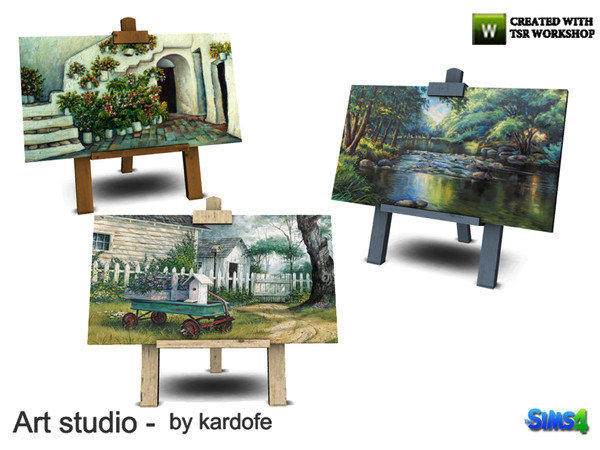 Sims 4 — kardofe_Art studio_Little easel by kardofe — Small decorative easel with box, in three different textures 