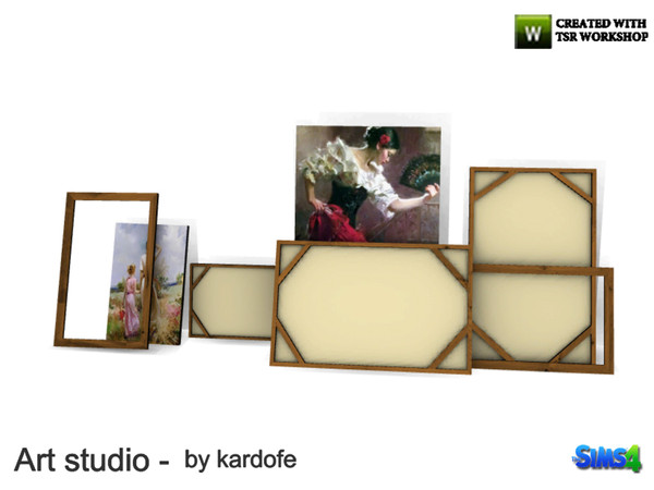 Sims 4 — kardofe_Art studio_Pile of canvases by kardofe — Pile of pictures stacked on the floor, decorative, To place