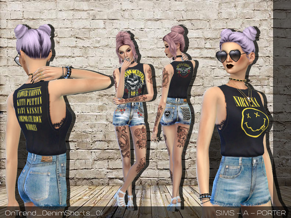 Sims 4 — On Trend - Rock Shirts by Sims_A_Porter — Tucked-in Rock and Metal Band tank tops, works best with high waisted