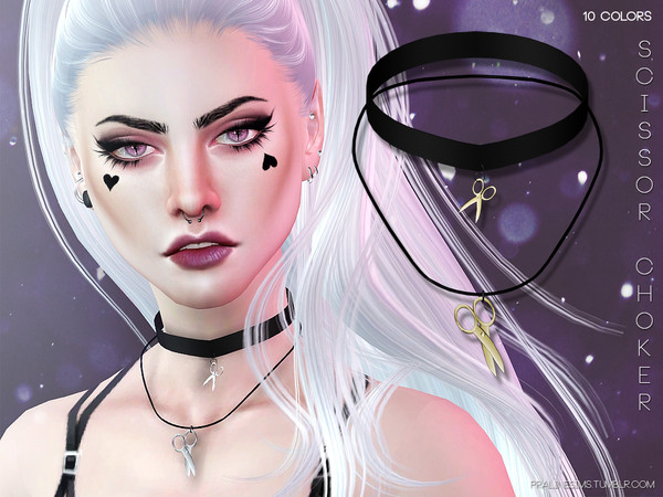 Sims 4 — Scissor Choker by Pralinesims — Choker for girls in 10 colors