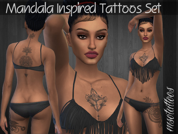 Sims 4 — Mandala Inspired Tattoos Set by luvjake_ — 3 different tattoos (Leg, Chest &amp;amp; Back). 3 different
