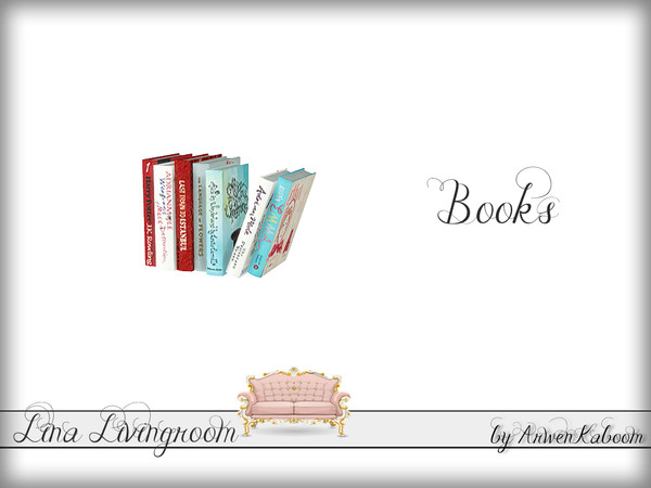 Sims 4 — Lina Livingroom - Books by ArwenKaboom — Books for the bookcase. 