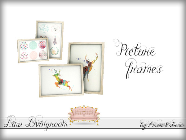 Sims 4 — Lina Livingroom - Picture Frames by ArwenKaboom — Picture frames in four recolors. 
